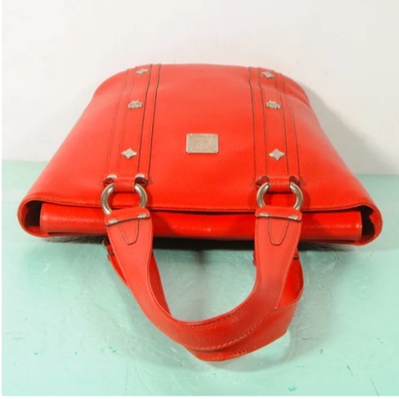 MCM Visetos Salmon Leather Studded Tote Bag + Dust Bag - Picture 11 of 16